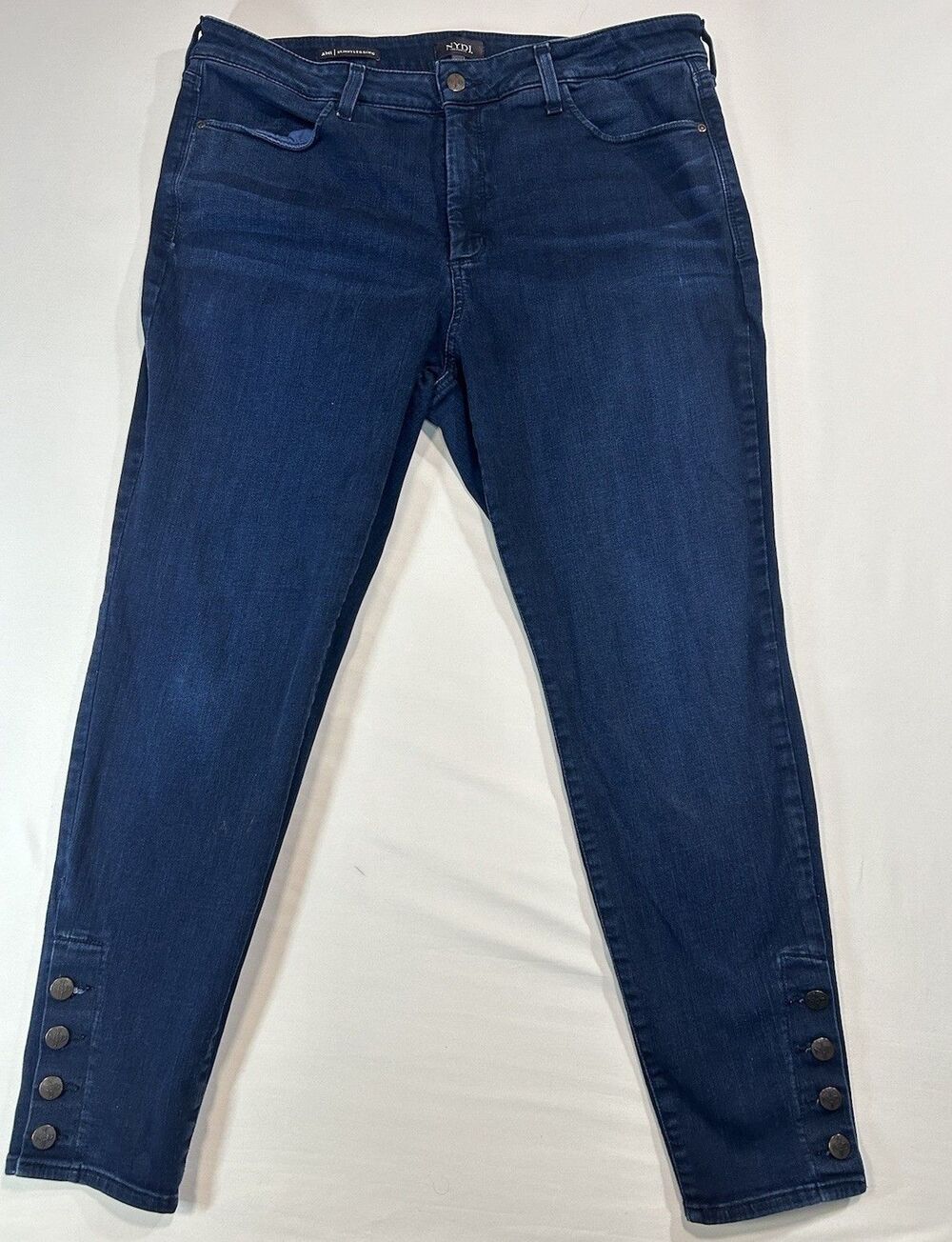 NYDJ Ami Skinny Legging Dark Wash Jeans Womens Size 16W Ankle Button Slit